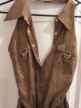 Cache Romper in Warm Brown with Gold Accents